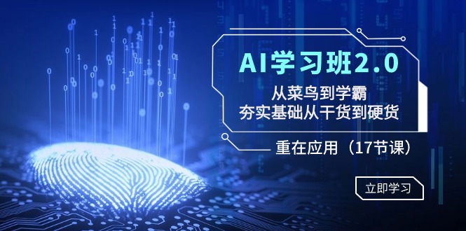 AI学习班2.0：从菜鸟到学霸，夯实基础从干货到硬货，重在应用（17节课）7585 作者:福缘创业网 帖子ID:106468 