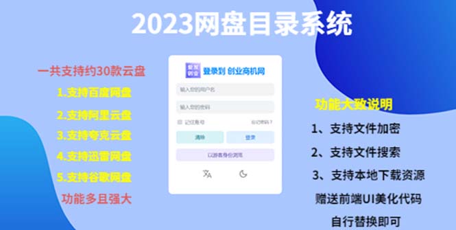 2023网盘目录运营系统，支持搜索自动更新目录，安装教学，支持30款云盘