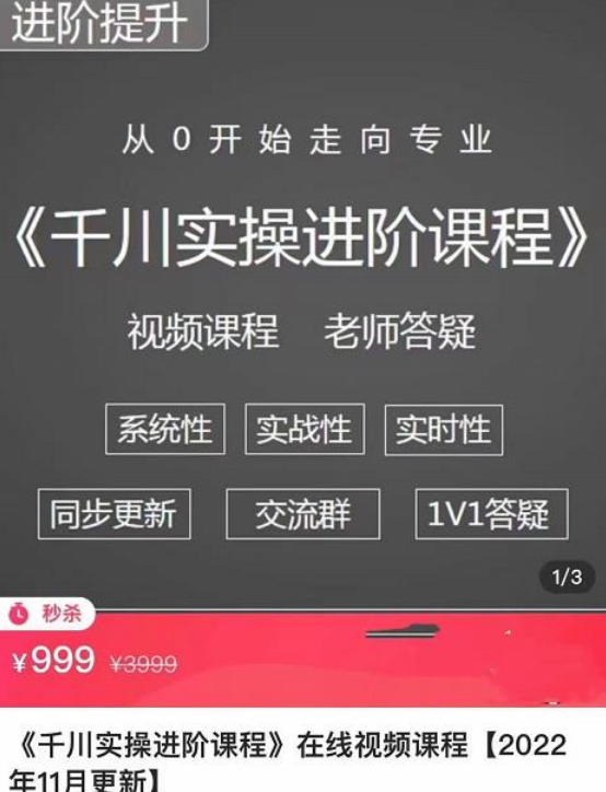 抖音千川进阶实操课程 从0基础到专业投手，短视频图文、直播间、小店随心推 （11月新课）