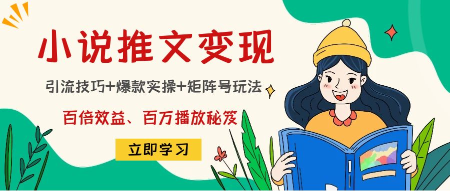 小说推文训练营：引流技巧+爆款实操+矩阵号玩法，百倍效益、百万播放秘笈插图