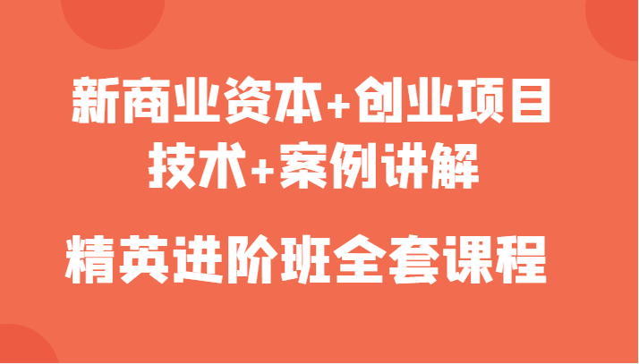 [网校课程] 新商业资本+创业项目，技术+案例讲解，精英进阶班全套课程插图