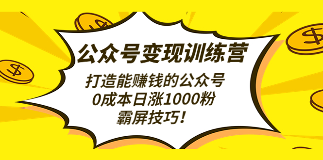 公众号变现训练营（第3期）打造能赚钱的公众号，0成本日涨1000粉，霸屏技巧插图