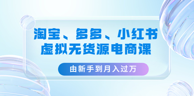 【淘系电商】 淘宝、多多、小红书-虚拟无货源电商课：由新手到月入过万（3套课程）插图