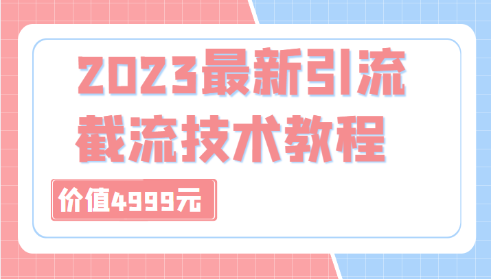 【限时免费】【引流变现】外面收费4999元的2023最新引流技术教程，包含多种渠道引流、截流方法（共29节课）