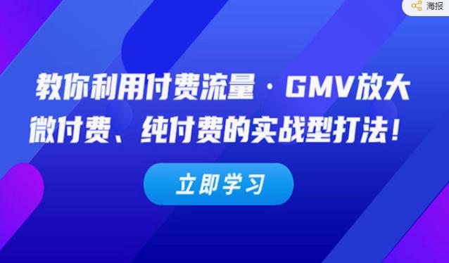 《教你利用付费流量·GMV放大》微付费、纯付费的实战型打法