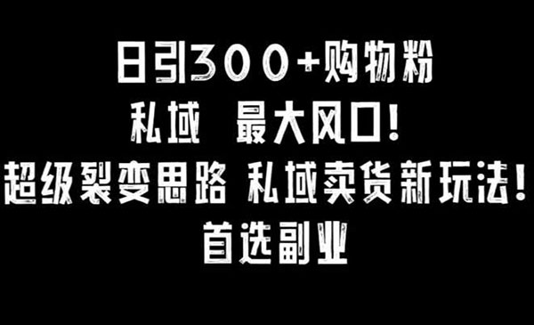 私域引流 日+300购物粉 超级裂变思路 卖货新玩法