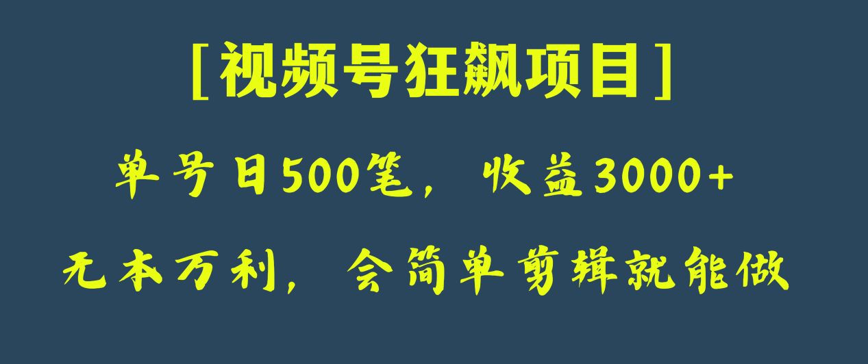 日收款500笔，纯利润3000+，视频号狂飙项目！9942 作者:福缘创业网 帖子ID:104257 